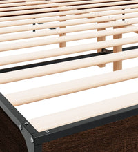 Bettgestell Braun Eichen-Optik 200x200 cm Holzwerkstoff Metall