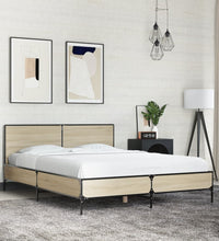 Bettgestell Sonoma-Eiche 120x190 cm Holzwerkstoff und Metall