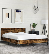 Bettgestell Räuchereiche 120x190 cm Holzwerkstoff und Metall