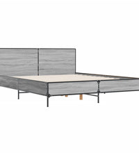 Bettgestell Grau Sonoma 120x190 cm Holzwerkstoff und Metall