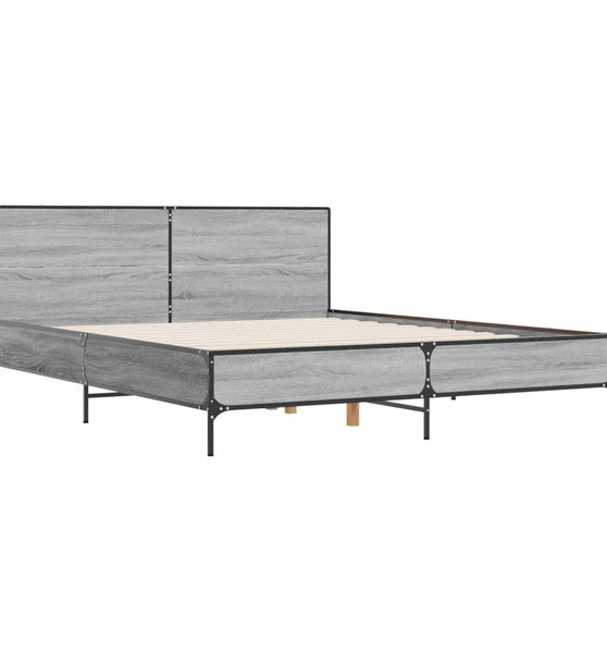 Bettgestell Grau Sonoma 120x190 cm Holzwerkstoff und Metall