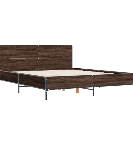 Bettgestell Braun Eichen-Optik 120x190 cm Holzwerkstoff Metall