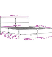 Bettgestell Schwarz 135x190 cm Holzwerkstoff und Metall