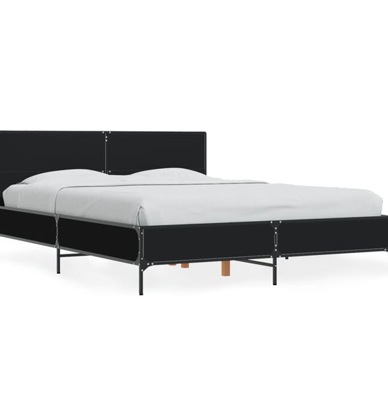 Bettgestell Schwarz 135x190 cm Holzwerkstoff und Metall