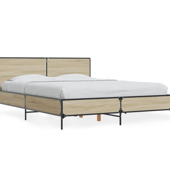 Bettgestell Sonoma-Eiche 135x190 cm Holzwerkstoff und Metall