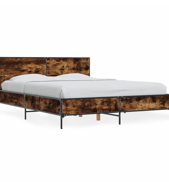 Bettgestell Räuchereiche 135x190 cm Holzwerkstoff und Metall