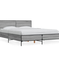 Bettgestell Grau Sonoma 135x190 cm Holzwerkstoff und Metall