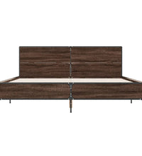 Bettgestell Braun Eichen-Optik 135x190 cm Holzwerkstoff Metall