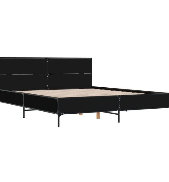 Bettgestell Schwarz 140x190 cm Holzwerkstoff und Metall