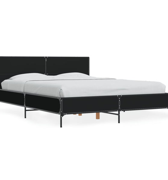 Bettgestell Schwarz 140x190 cm Holzwerkstoff und Metall