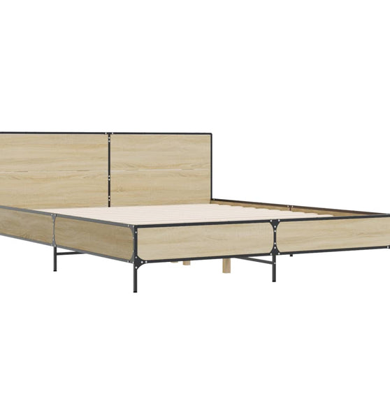 Bettgestell Sonoma-Eiche 140x190 cm Holzwerkstoff und Metall