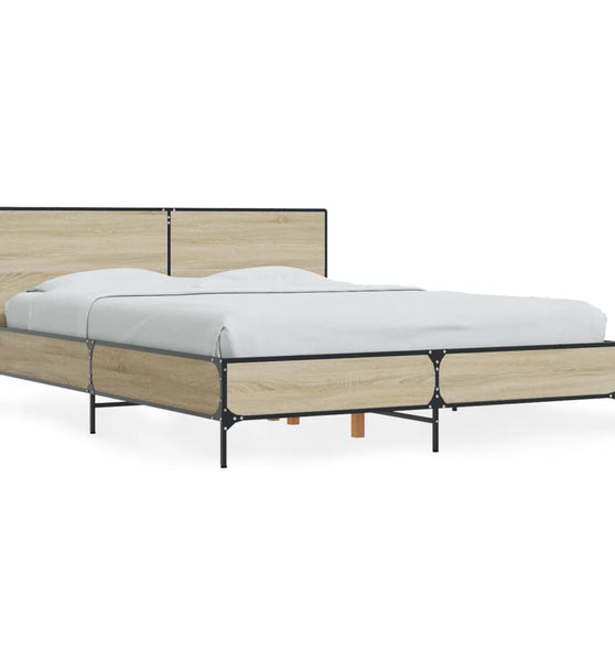 Bettgestell Sonoma-Eiche 140x190 cm Holzwerkstoff und Metall