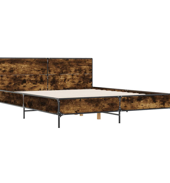 Bettgestell Räuchereiche 140x190 cm Holzwerkstoff und Metall