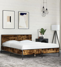Bettgestell Räuchereiche 140x190 cm Holzwerkstoff und Metall