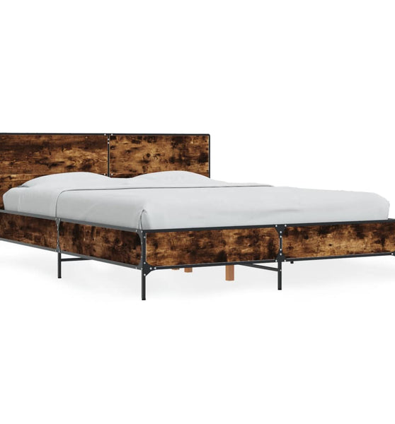 Bettgestell Räuchereiche 140x190 cm Holzwerkstoff und Metall