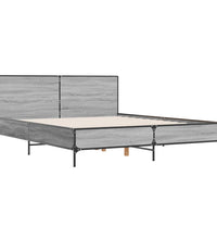 Bettgestell Grau Sonoma 140x190 cm Holzwerkstoff und Metall