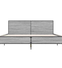 Bettgestell Grau Sonoma 140x190 cm Holzwerkstoff und Metall