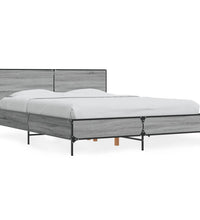 Bettgestell Grau Sonoma 140x190 cm Holzwerkstoff und Metall