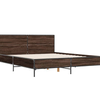 Bettgestell Braun Eichen-Optik 140x190 cm Holzwerkstoff Metall