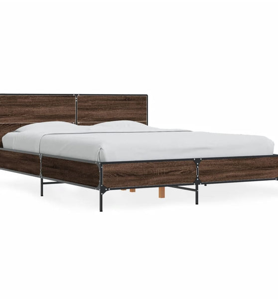 Bettgestell Braun Eichen-Optik 140x190 cm Holzwerkstoff Metall