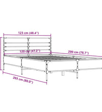Bettgestell Räuchereiche 120x200 cm Holzwerkstoff und Metall