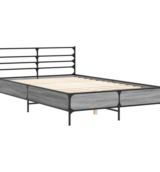 Bettgestell Grau Sonoma 120x200 cm Holzwerkstoff und Metall