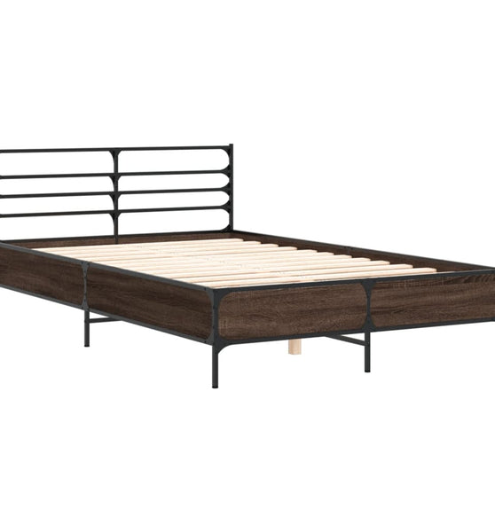 Bettgestell Braun Eichen-Optik 120x200 cm Holzwerkstoff Metall