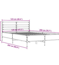 Bettgestell Braun Eichen-Optik 120x200 cm Holzwerkstoff Metall