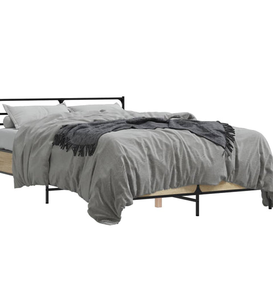 Bettgestell Sonoma-Eiche 140x200 cm Holzwerkstoff und Metall