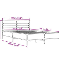 Bettgestell Räuchereiche 140x200 cm Holzwerkstoff und Metall