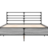 Bettgestell Grau Sonoma 140x200 cm Holzwerkstoff und Metall