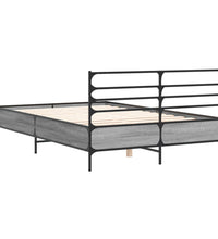 Bettgestell Grau Sonoma 140x200 cm Holzwerkstoff und Metall
