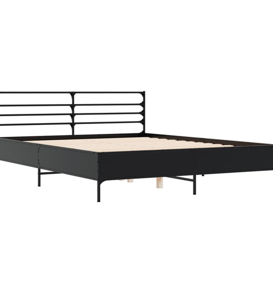 Bettgestell Schwarz 150x200 cm Holzwerkstoff und Metall
