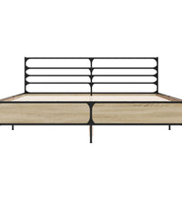 Bettgestell Sonoma-Eiche 150x200 cm Holzwerkstoff und Metall