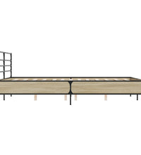Bettgestell Sonoma-Eiche 150x200 cm Holzwerkstoff und Metall