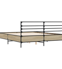 Bettgestell Sonoma-Eiche 150x200 cm Holzwerkstoff und Metall