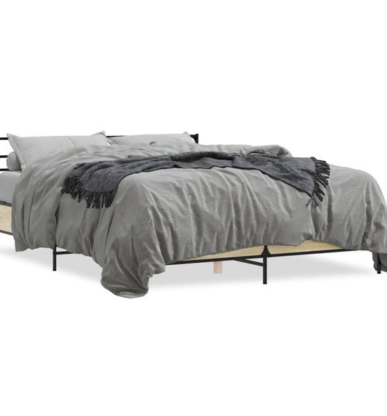 Bettgestell Sonoma-Eiche 150x200 cm Holzwerkstoff und Metall
