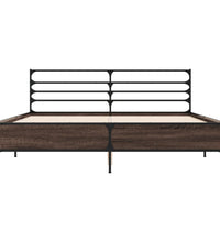 Bettgestell Räuchereiche 150x200 cm Holzwerkstoff und Metall