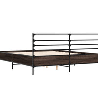 Bettgestell Räuchereiche 150x200 cm Holzwerkstoff und Metall