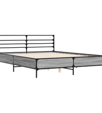 Bettgestell Grau Sonoma 150x200 cm Holzwerkstoff und Metall