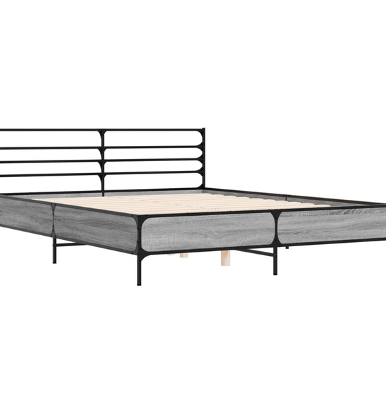 Bettgestell Grau Sonoma 150x200 cm Holzwerkstoff und Metall