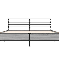 Bettgestell Grau Sonoma 150x200 cm Holzwerkstoff und Metall