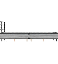 Bettgestell Grau Sonoma 150x200 cm Holzwerkstoff und Metall