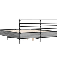 Bettgestell Grau Sonoma 150x200 cm Holzwerkstoff und Metall