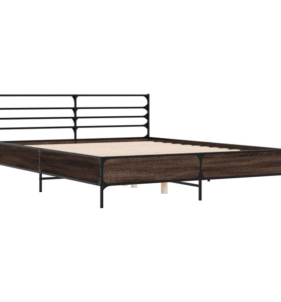 Bettgestell Braun Eichen-Optik 150x200 cm Holzwerkstoff Metall