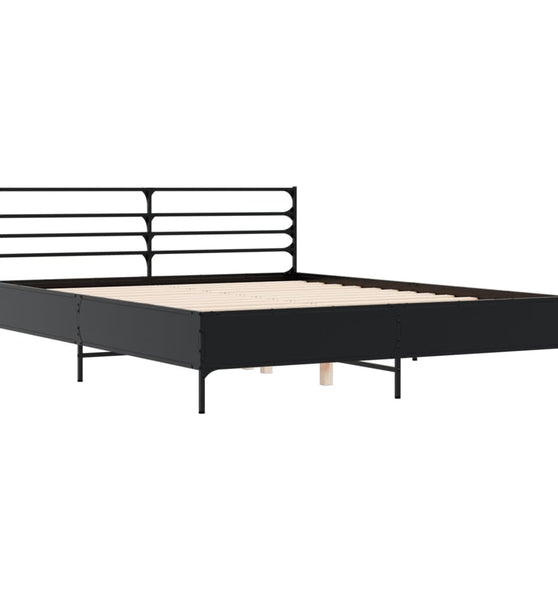 Bettgestell Schwarz 160x200 cm Holzwerkstoff und Metall