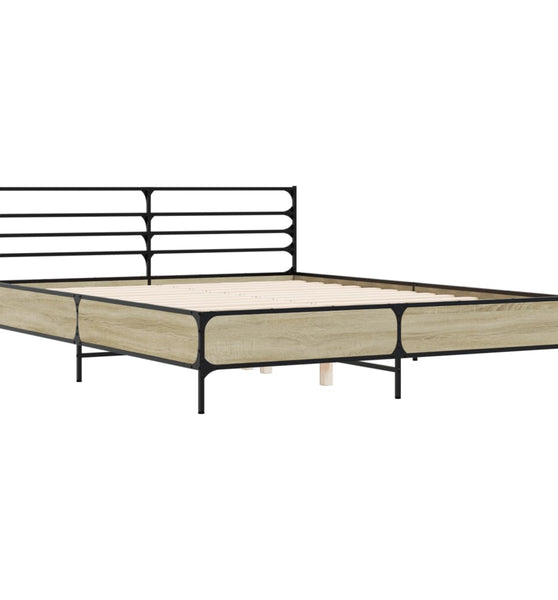 Bettgestell Sonoma-Eiche 160x200 cm Holzwerkstoff und Metall