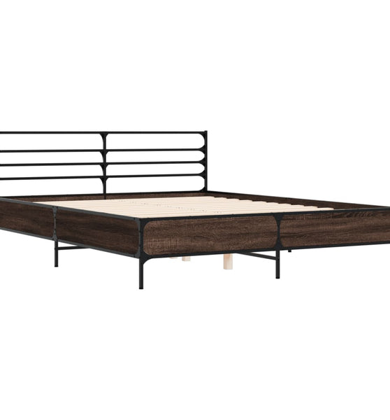 Bettgestell Räuchereiche 160x200 cm Holzwerkstoff und Metall