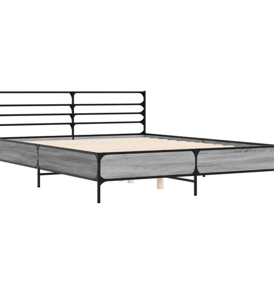 Bettgestell Grau Sonoma 160x200 cm Holzwerkstoff und Metall