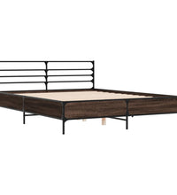 Bettgestell Braun Eichen-Optik 160x200 cm Holzwerkstoff Metall